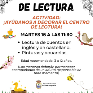 Actividad infantil: ¡Ayúdanos a decorar el Centro de lectura!